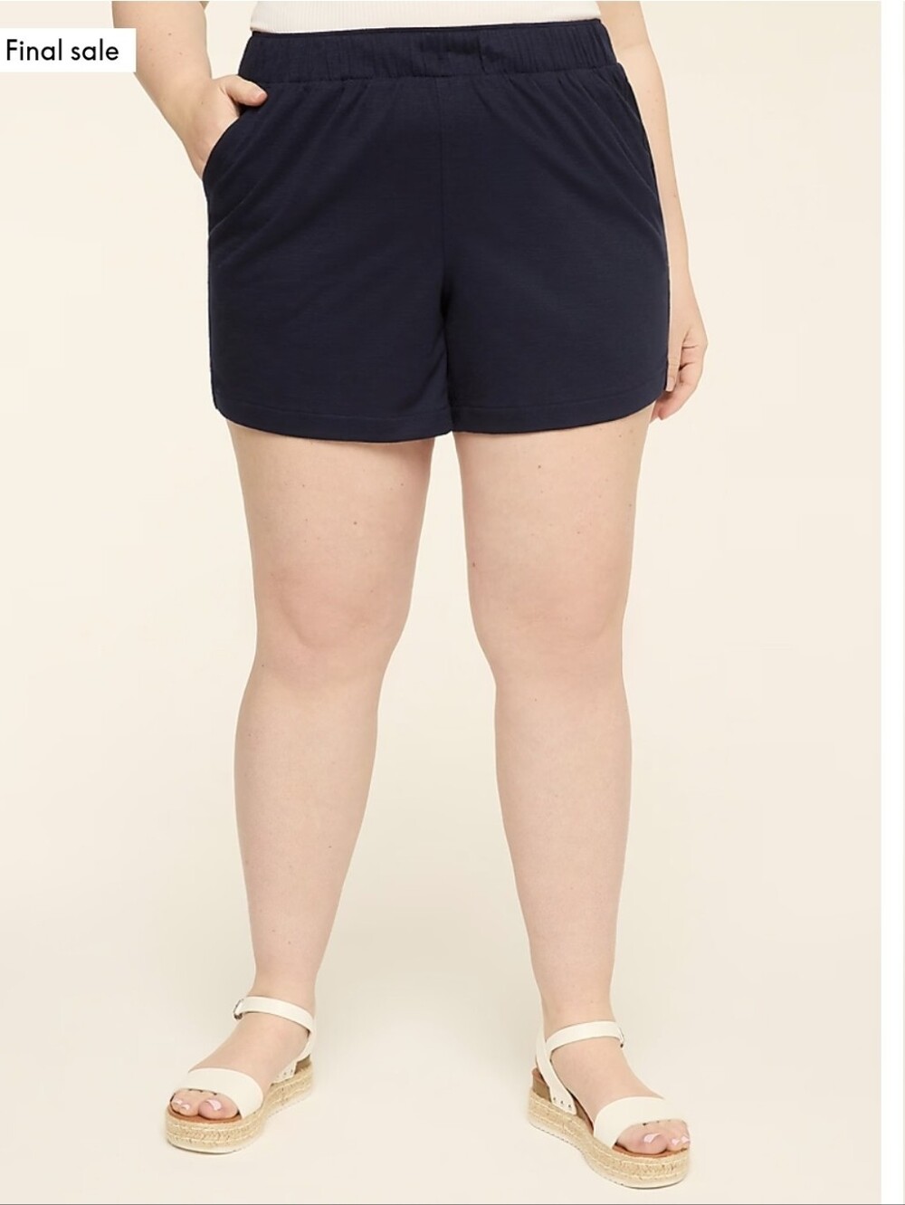 Lane Bryant Black Elastic-Waist Athletic Shorts Knit Slub 22/24